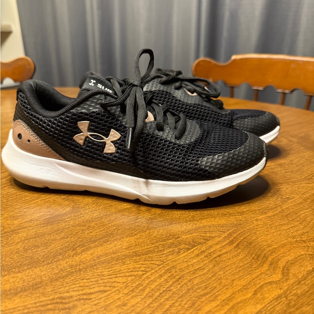 Under Armour Women's Black and Rose Gold Athletic Shoes